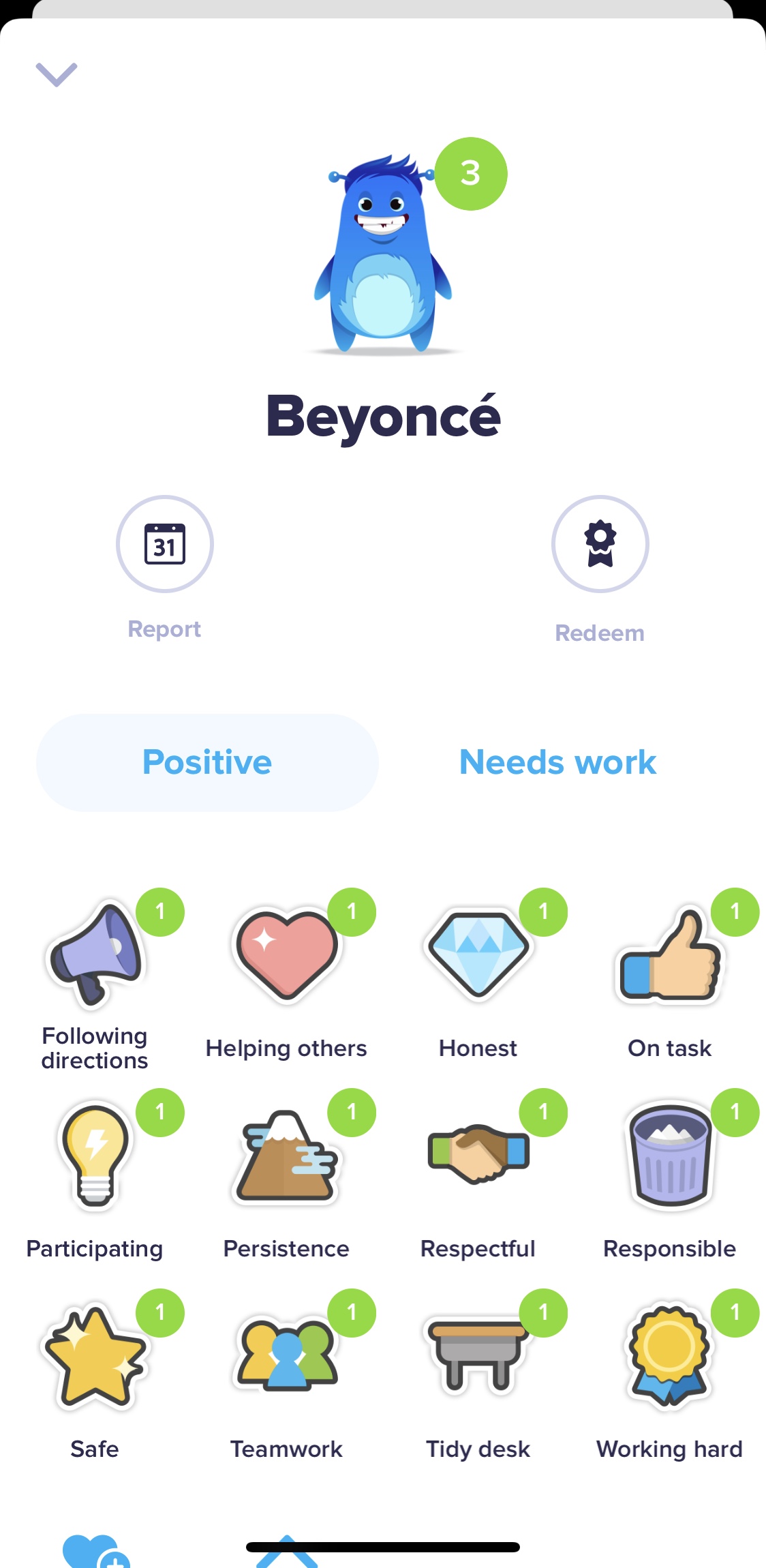 ClassDojo points screenshot