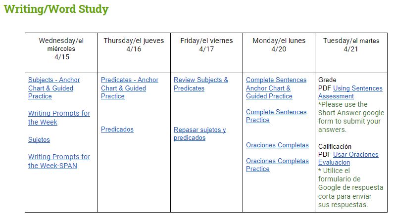 Writing/Word Study